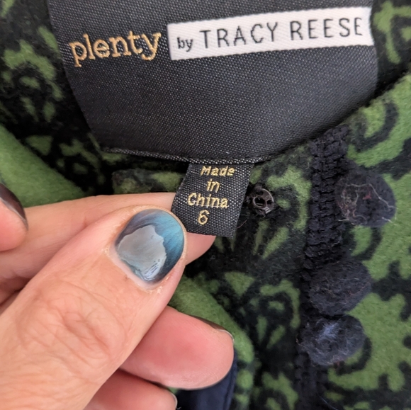 Tracy Reese Green and Black Patterned Coat - Picture 15 of 15